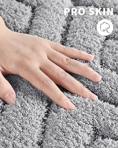 Yimobra Bathroom Rugs Mat, Extra Soft Fluffy and Absorbent Microfiber Bath Rugs, Non Slip Plush Shaggy Shower Rug, Machine Washable Mats for Bathroom Floor, Bathtub and Laundry, 24"x17", Grey