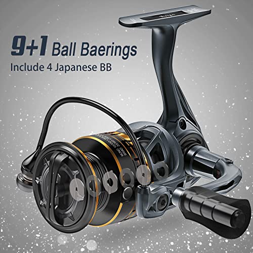 Tempo Sphera Spinning Reel, Lightweight Fishing Reels with 9+1 BB and Max Drag up 38.6 LBs Carbon Fiber Washer, Smooth Fishing Reel with 5.2:1/6.2:1 High Speed Gear Ratio