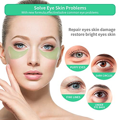 BREYLEE Aloe Vera Eye Masks - 60 Pcs - Reduce Puffy Eyes & Dark Circles, Firm & Improve Under Eye Skin, Pure Natural Extracts for Youthful Appearance & Reduction of Fine Lines and Wrinkles.