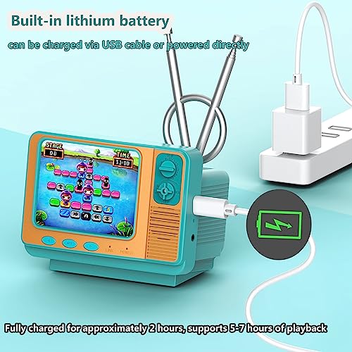 Retro Video Games Console for Kids Adults Built-in 308 Classic Electronic Game 3.0'' Screen Mini TV Games Console Support TV Output and USB Charging Birthday Xmas Gift for Boys Girl 4-12 (Blue)