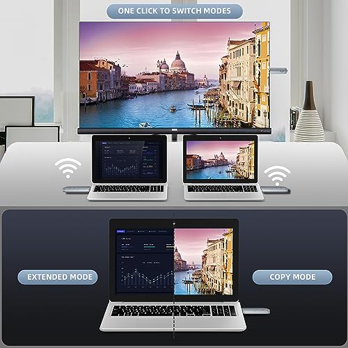 Wireless HDMI Transmitter and Receiver, HDMI Wireless Extender Portable 4k Wireless HDMI Kit, Plug & Play, Support 2.4/5GHz for Streaming Video and Audio to Monitor from Laptop/Pc/Tv Box/Projector