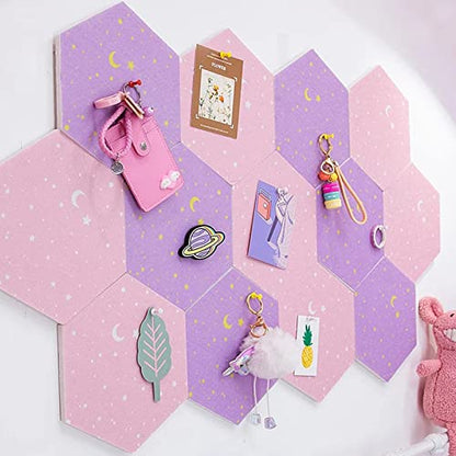 Adhesive Hexagon Pin Board Bulletin Board Girls Room Decor College Dorm Room Essentials for Girls Things for Teen Girls Room Purple 1PCS