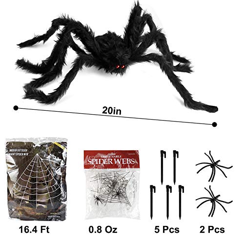 AODINI Spider Web Halloween Decorations, 16 ×15 Feet Giant Triangular Spider Web Plus a Fake Big Spider, Suitable for Indoor and Outdoor Yard Haunted House Party Halloween Decor