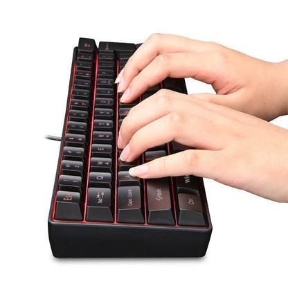 DGG K60 61 Keys RGB Backlit 60% Wired Gaming Keyboard, Ergonomic Waterproof Mini Compact 60 Percent Mechanical Feeling Keyboard, for PC Mac PS4 Xbox Gamer, Typist, Travel