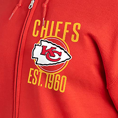 Junk Food Clothing x NFL - Kansas City Chiefs - MVP Zip Hoodie - Unisex Adult Full Zip Hooded Sweatshirt for Men and Women - Size Large