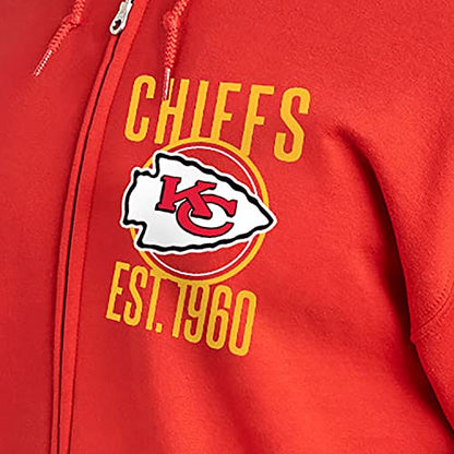 Junk Food Clothing x NFL - Kansas City Chiefs - MVP Zip Hoodie - Unisex Adult Full Zip Hooded Sweatshirt for Men and Women - Size Large