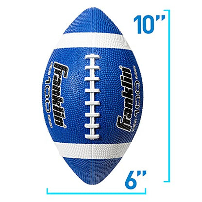 Franklin Sports Football - Grip-Rite 100 - Kids Junior Size - Youth Football - Durable Outdoor Rubber Football - Blue / White