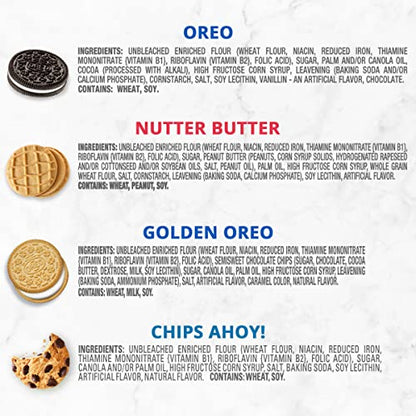 OREO Original, OREO Golden, CHIPS AHOY! & Nutter Butter Cookie Snacks Variety Pack, School Lunch Box Snacks, 56 Snack Packs (2 Cookies Per Pack)