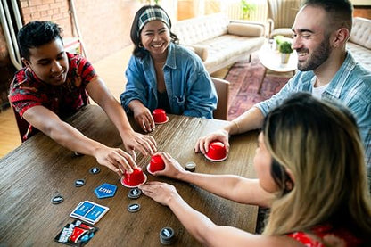 USAOPOLY What The Cup!? | Social Bluffing Dice Game | Featuring Handheld Dice Cups & D12 Dice | Spy, Swap, Steal The Winning Cup | 3-6 Players, Ages 12+