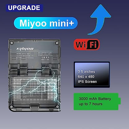 Miyoo Mini Plus Handheld Game Console 3.5 inch Classic System Retro Video Games Consoles Portable Rechargeable Hand Held 64G with Case (Black)