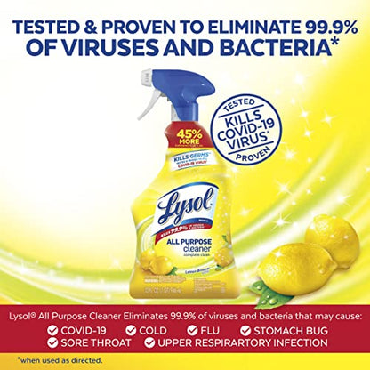 LYSOL All-Purpose Cleaner, Sanitizing and Disinfecting Spray, To Clean and Deodorize, Lemon Breeze Scent, 32oz, Pack of 2