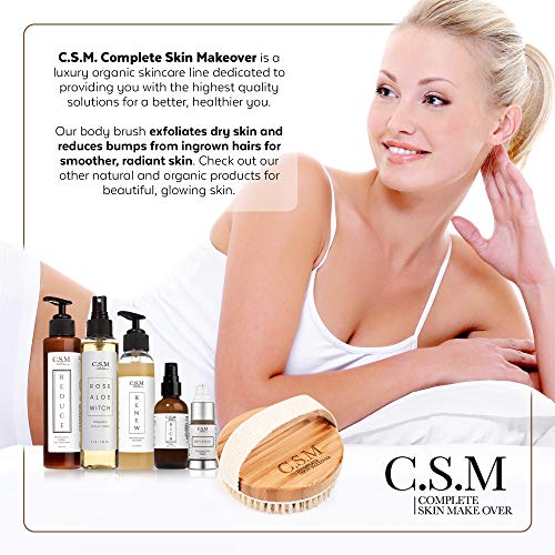 CSM Dry Body Brush for Beautiful Skin - Solid Wood Frame & Boar Hair Exfoliating Brush to Exfoliate & Soften Skin, Improve Circulation, Stop Ingrown Hairs, Reduce The Appearance of Acne and Cellulite