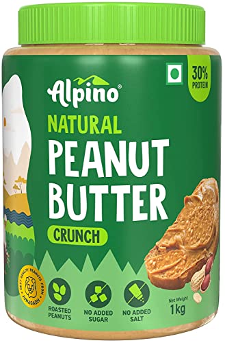 Alpino Peanut Butter Crunch 1 KG / 35 Oz | Made With 100% Roasted Peanuts | No Added Sugar | No Added Salt | No Hydrogenated Oils | 100% Non-GMO | Gluten-Free | Vegan | 35 Ounce (Unsweetened Crunch)