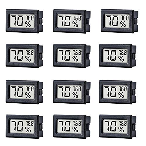 Pgzsy 12 Pack Mini Small Digital Electronic Temperature Humidity Meters Gauge Indoor Thermometer Hygrometer LCD Display Fahrenheit (℉) for Humidors, Greenhouse, Garden, Cellar3