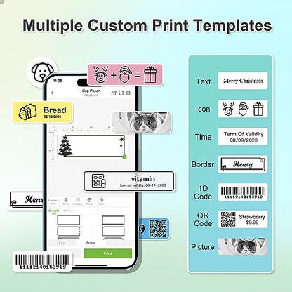 NELKO Label Maker Machine with Tape, P21 Portable Bluetooth Label Printer, Wireless Built-in Cutter Sticker Maker Mini Label Makers with Multiple Templates for Organizing Storage Office Home, White