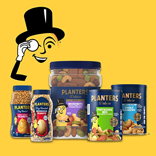 PLANTERS Deluxe Lightly Salted Whole Cashews, Party Snacks, Plant-Based Protein 18.25oz (1 Canister)