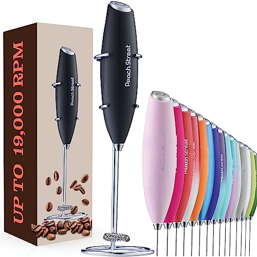 Powerful Handheld Milk Frother, Mini Milk Frother, Battery Operated (Not included) Stainless Steel Drink Mixer - Milk Frother Stand for Milk Coffee, Lattes, Cappuccino, Frappe, Matcha, Hot Chocolate