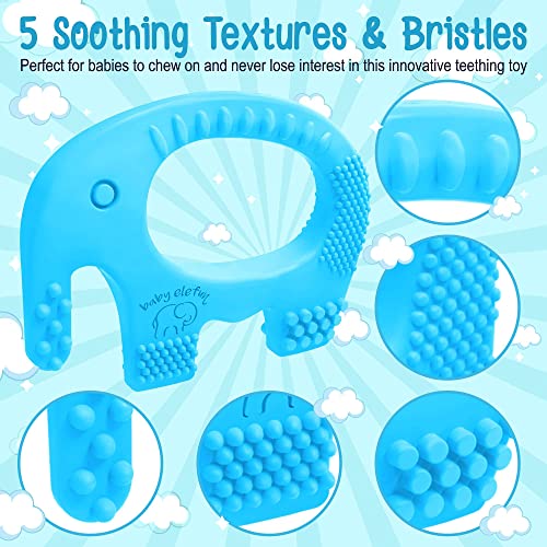 BABY ELEFUN Teething Toys for Boys, Effective & Easy to Hold BPA Free Silicone Teethers with Gift Package, Elephant Teether Rings Toys Best for Babies 0-6, 6-12 Months, Infant Boys, Baby Shower