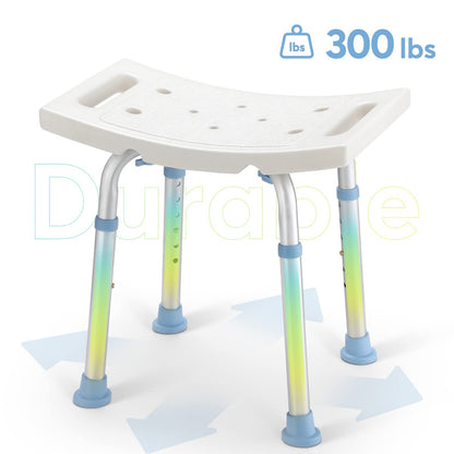 OasisSpace Shower Chair, Adjustable Bath Stool Chair for Inside Shower - Tool Free Anti-Slip Bench Bathtub Stool Seat with Durable Aluminum Legs for Elderly, Senior, Handicap & Disabled