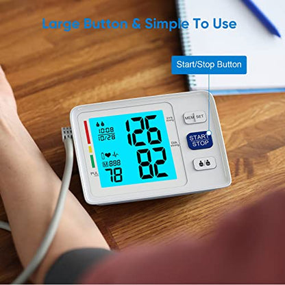 Blood Pressure Monitor for Home Use Extra Large Cuff Automatic Digital Blood Pressure Machine 9-17''&13-21''Adjustable Blood Pressure Cuff- Backlit Display 2x500 Memories 4AAA Batteries Carrying Case