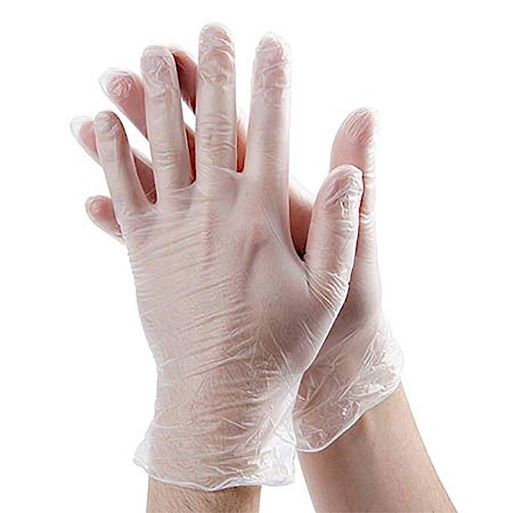 Med PRIDE Medical Vinyl Examination Gloves (Large, 100-Count) Latex Free Rubber | Disposable, Ultra-Strong, Clear | Fluid, Blood, Exam, Healthcare, Food Handling Use | No Powder