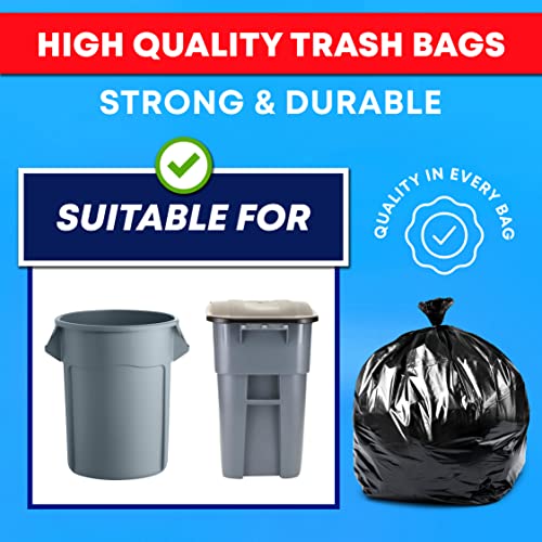 Tasker 55 Gallon Trash Bags (Value 50 Bags w/Ties) Extra Large Industrial Trash Bags 55 Gallon, Lawn and Leaf Bags, Extra Large Outdoor Contractor Trash Can Liners, 50-60 Gallon Commercial Trash Bags.