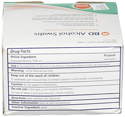 BD Alcohol Swabs 100 Each White