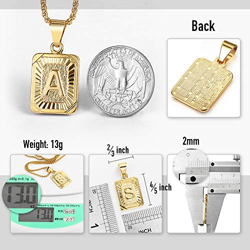 Trendsmax Initial Letter Pendant Necklace for Mens Womens Gold Plated Letter A Pendant Necklace Stainless Steel Box Link Chain 22inch