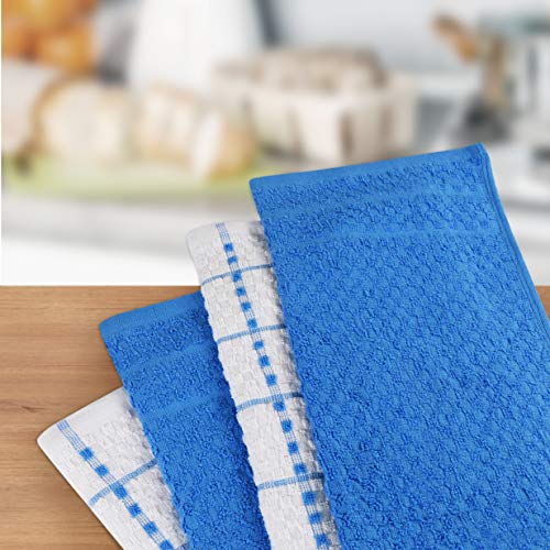 Utopia Kitchen Towels [12 Pack], 15 x 25 Inches, 100% Ring Spun Cotton Super Soft and Absorbent Linen Dish Towels, Tea Towels and Bar Towels Set (Blue)