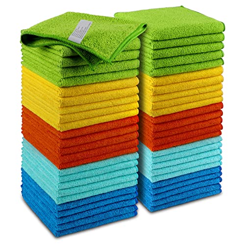 AIDEA Microfiber Cleaning Cloths-50 Pack, Premium All-Purpose Car Cloth, Lint Free, Scratch-Free, Absorbent Cleaning Towel for Cars, SUVs, House, Kitchen, Window, Gifts(12in.x12in.)