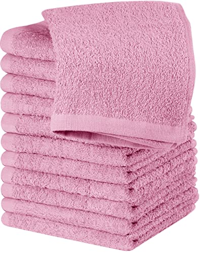 Utopia Towels Cotton Washcloths Set - 100% Ring Spun Cotton, Premium Quality Flannel Face Cloths, Highly Absorbent and Soft Feel Fingertip Towels (12 Pack, Pink)