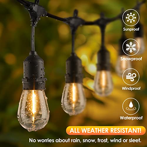 Mlambert 96FT LED Outdoor String Lights, Dimmable Waterproof Patio Lights with 30+3 Edison Warm White Plastic Bulbs, Shatterproof Linkable Outside Hanging Light for Backyard Porch Garden - Black Cord