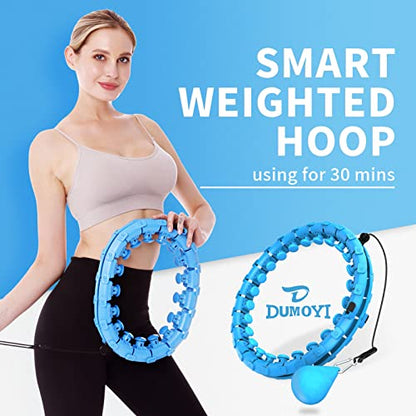 Dumoyi Smart Weighted Fitness Hoop for Adults Weight Loss, Infinity Hoop, 2 in 1 Adomen Fitness Massage Workout Equipment, Great for Adults and Beginners (Blue)