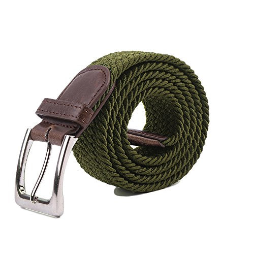 Gelante Canvas Elastic Fabric Woven Stretch Multicolored Braided Belts 2041-OLIVE-S