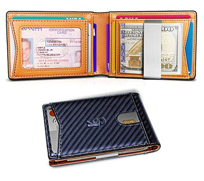 KEMISANT Men Wallet, Slim Leather Wallet Money Clip for Men 11 Cards 3"X4.3" RFID Blocking