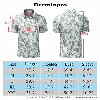 Derminpro Men's Camouflage Polo Shirts Short Sleeve Quick Dry Collared Golf Shirts Blue Camo Medium