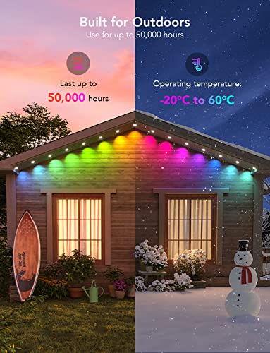 Govee Permanent Outdoor Lights, Smart RGBIC Outdoor Lights with 75 Scene Modes, 100ft with 72 LED Eaves Lights IP67 Waterproof for Halloween, Christmas, New Year, Work with Alexa, Google Assistant