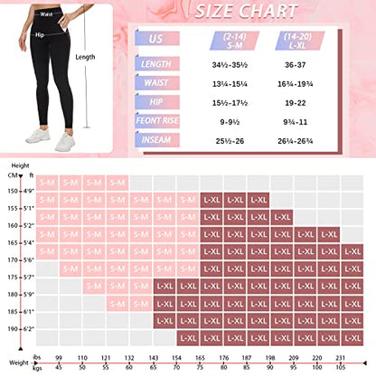MOREFEEL Leggings with Pockets for Women, High Waisted Tummy Control Workout Black Hip Lift Yoga Pants Activewear