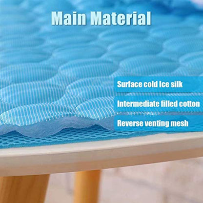 MeiLiMiYu Washable Dog Cooling Mat Ice Silk Pet Self Cooling Pad Blanket (28x22 in, Blue)