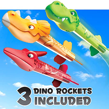 MindSprout Dino Blasters, Rocket Launcher for Kids - Launch up to 100 ft. Birthday Gift, for Boys & Girls Age 3, 4, 5, 6, 7, Years Old - Outdoor Toys, Family Fun, Dinosaur Toy, Kids Toys