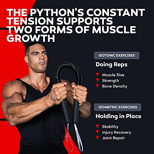 Python Power Twister Bar - Upper Body Exercise for Chest, Shoulder, Forearm, Bicep and Arm Strengthening Workout Equipment by Core Prodigy (30-80 lb)