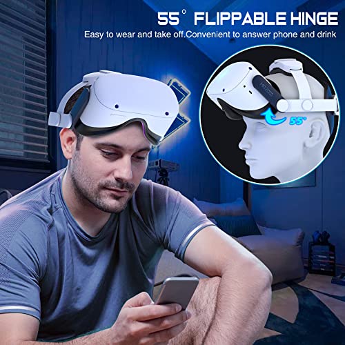 Comfort-Head-Strap Compatible with Oculus Quest 2, Replacement for Mate Quest 2 Elite Strap, Super Soft and Skin-Friendly PU Surface, Adjustable,Enhanced Support and Comfort in VR Headset（No Battery）