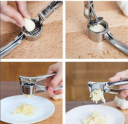 Garlic Press Mincer Ginger Crusher Squeezer Heavy Duty Metal Garlic Presser Chopper Slicer (Classic)