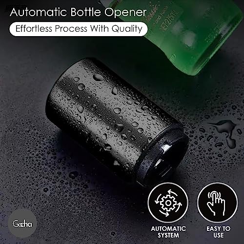 GOCHA Gadgets, Magnetic Bottle Opener, Bottle Cap Opener, Press & Pop Lid Open, Bar Opener Stainless Steel Automatic Push & Pull Magnet Bottle Top Opener (Black)