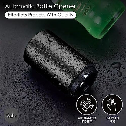 GOCHA Gadgets, Magnetic Bottle Opener, Bottle Cap Opener, Press & Pop Lid Open, Bar Opener Stainless Steel Automatic Push & Pull Magnet Bottle Top Opener (Black)