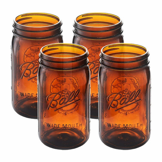 Ball Collection Elite Quart Wide Mouth Amber Canning Jar, Bulk, 4 Jars