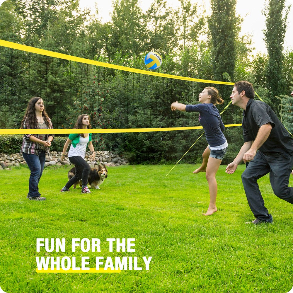 Patiassy 32ft Outdoor Portable Volleyball Net Set System - Quick & Easy Setup Adjustable Height Steel Poles, PU Volleyball with Pump and Carrying Bag for Beach Backyard