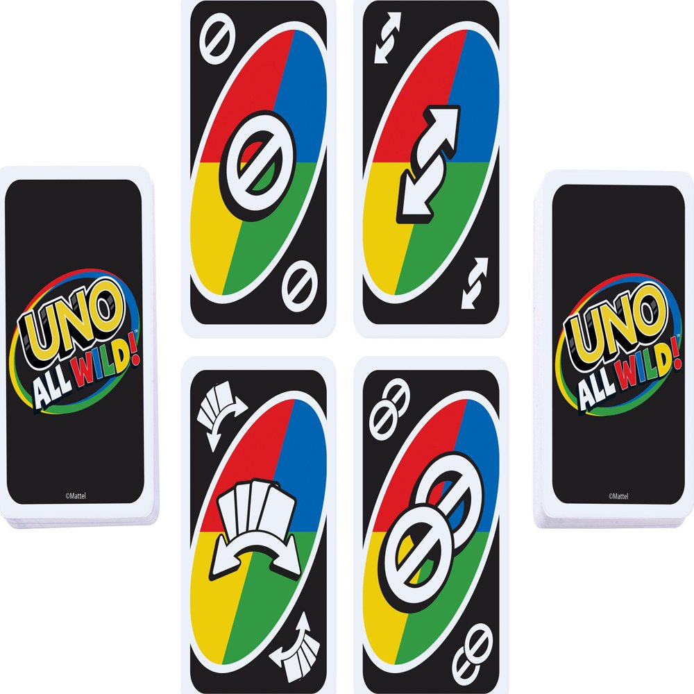 UNO All Wild Card Game for Family Night, No Matching Colors or Numbers Because All Cards Are Wild