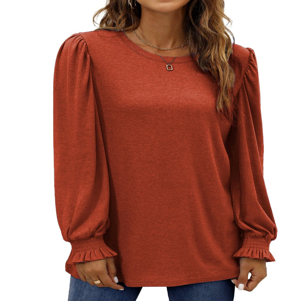 Fantaslook Blouses for Women Dressy Puff Sleeve Tunic Tops Casual Fall Shirts