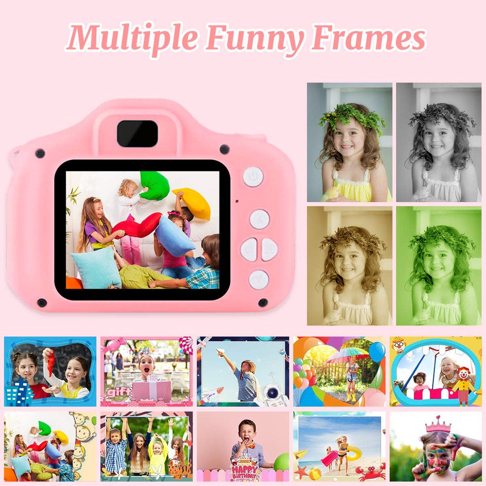 PayUSD Kids Selfie Camera for Kids 1080HD 20MP Digital Camera for Boys Toddler Girl Toys, Christmas Birthday Gift for Age 3 4 5 6 7 8 9 10 Year Old with 32GB SD Card, Pink